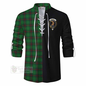 Halkett Tartan Ghillie Kilt Shirt with Family Crest and Half Of Me Style