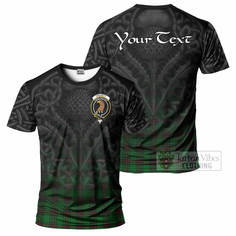 Tartan Vibes Clothing Halkett Tartan T-Shirt with Family Crest Celtic Thistle Vibes