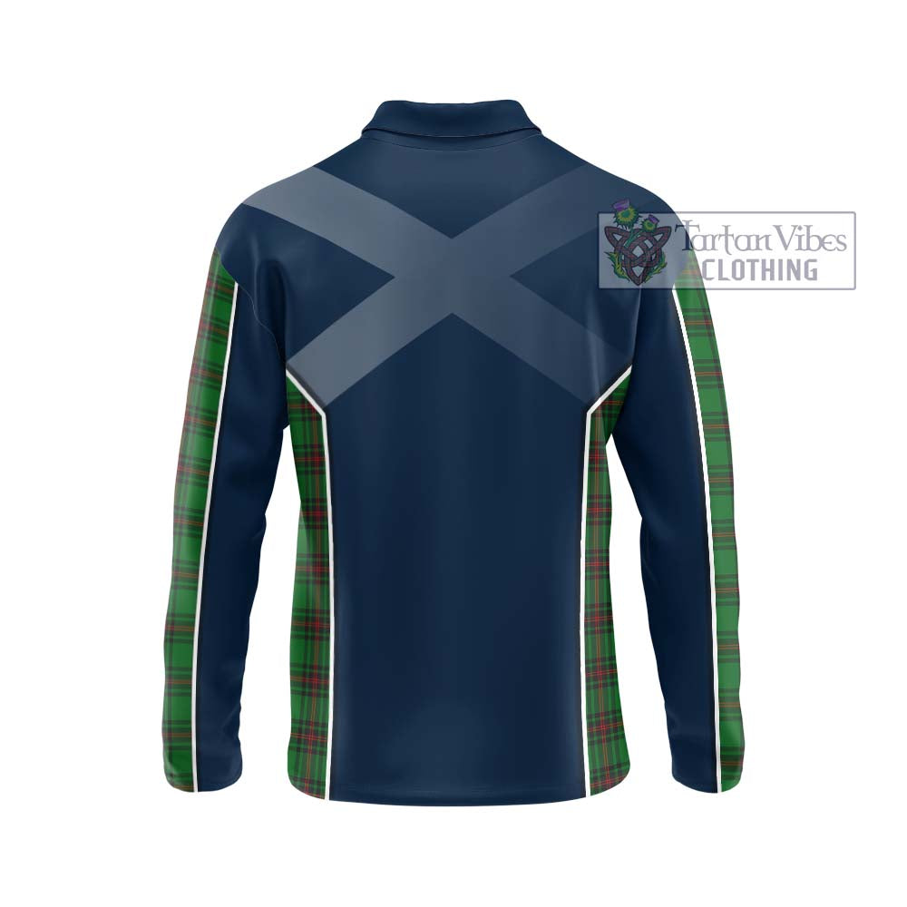 Halkett Tartan Long Sleeve Polo Shirt with Family Crest and Lion Rampant Vibes Sport Style - Tartan Vibes Clothing