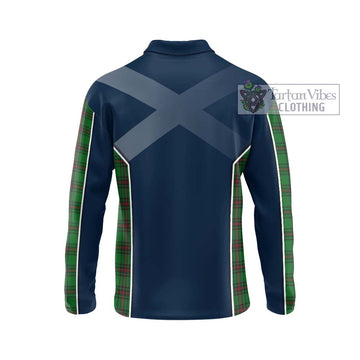 Halkett Tartan Long Sleeve Polo Shirt with Family Crest and Lion Rampant Vibes Sport Style