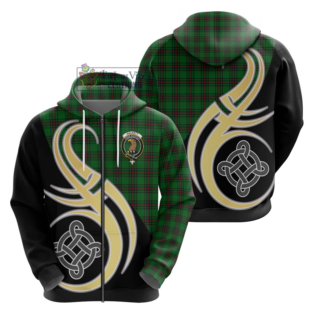 Halkett Tartan Hoodie with Family Crest and Celtic Symbol Style - Tartan Vibes Clothing