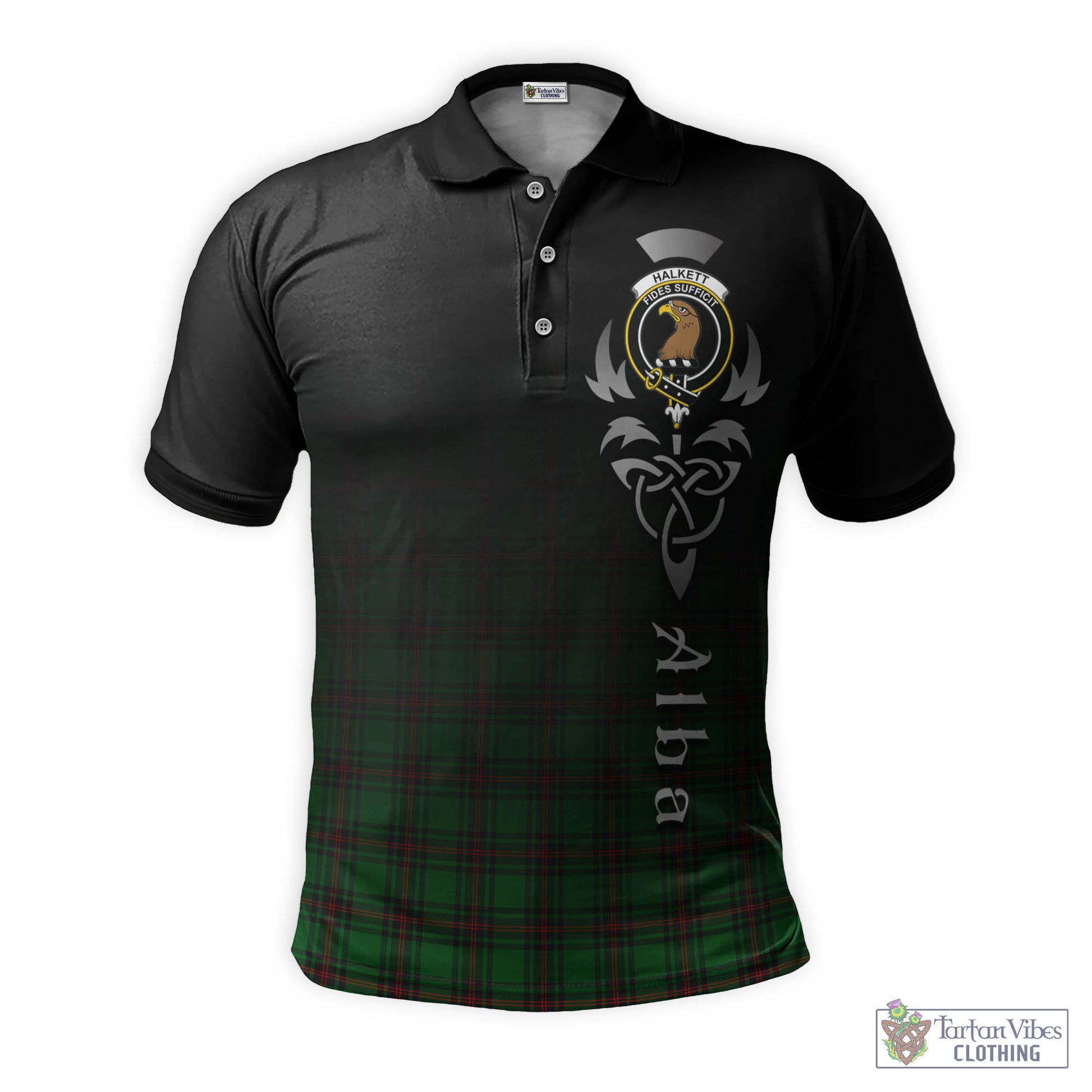 Tartan Vibes Clothing Halkett Tartan Polo Shirt Featuring Alba Gu Brath Family Crest Celtic Inspired