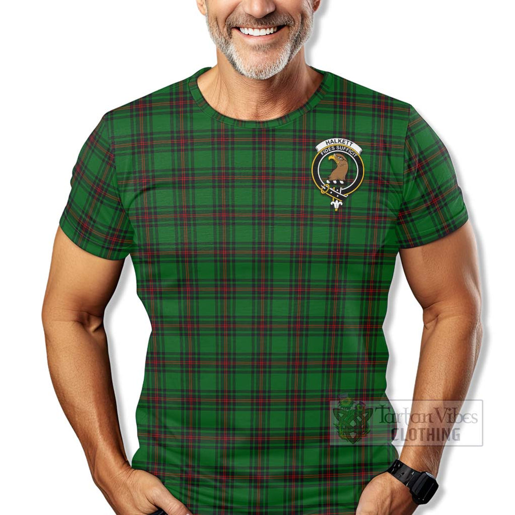 Tartan Vibes Clothing Halkett Tartan T-Shirt with Family Crest Celtic Skull Style