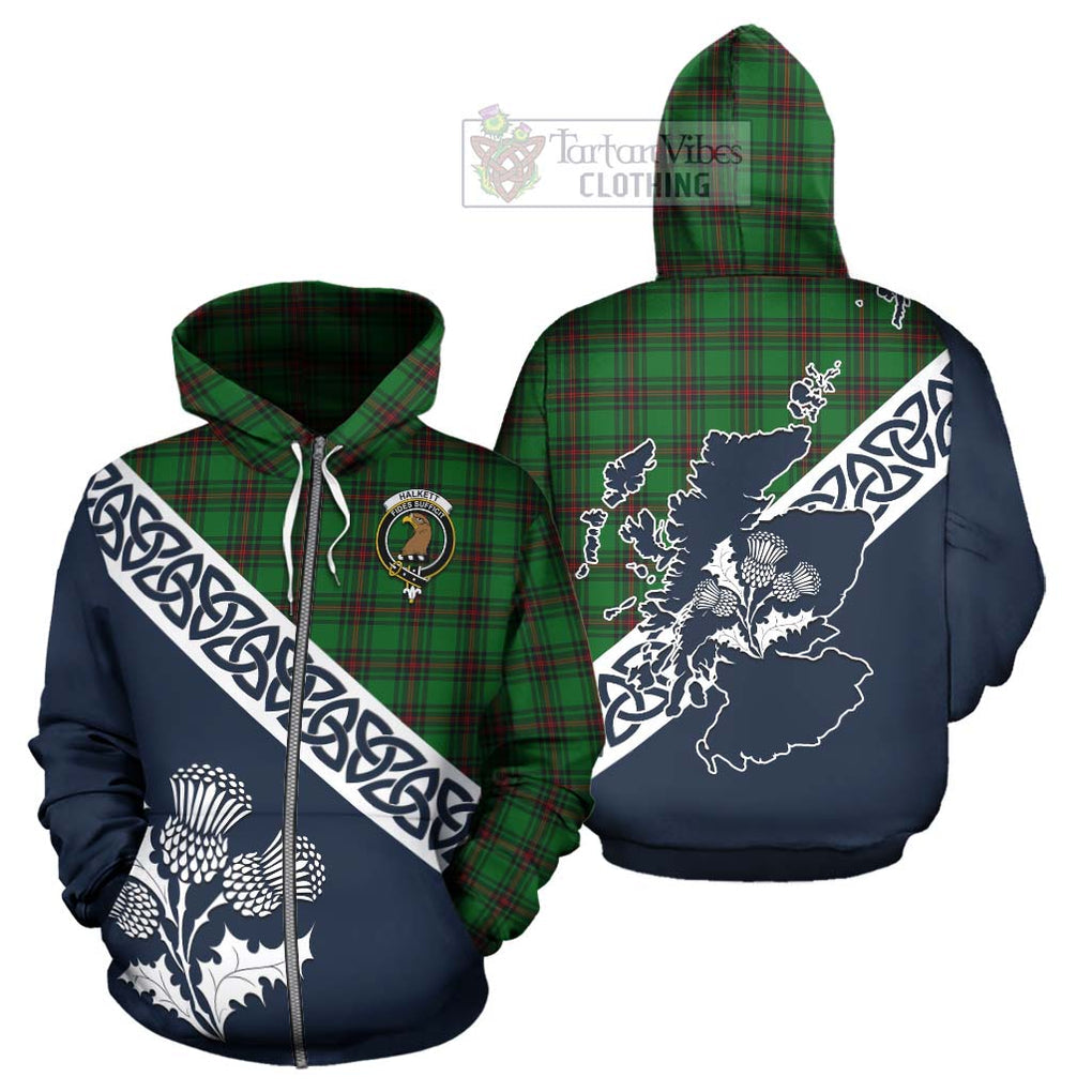 Tartan Vibes Clothing Halkett Tartan Hoodie Featuring Thistle and Scotland Map