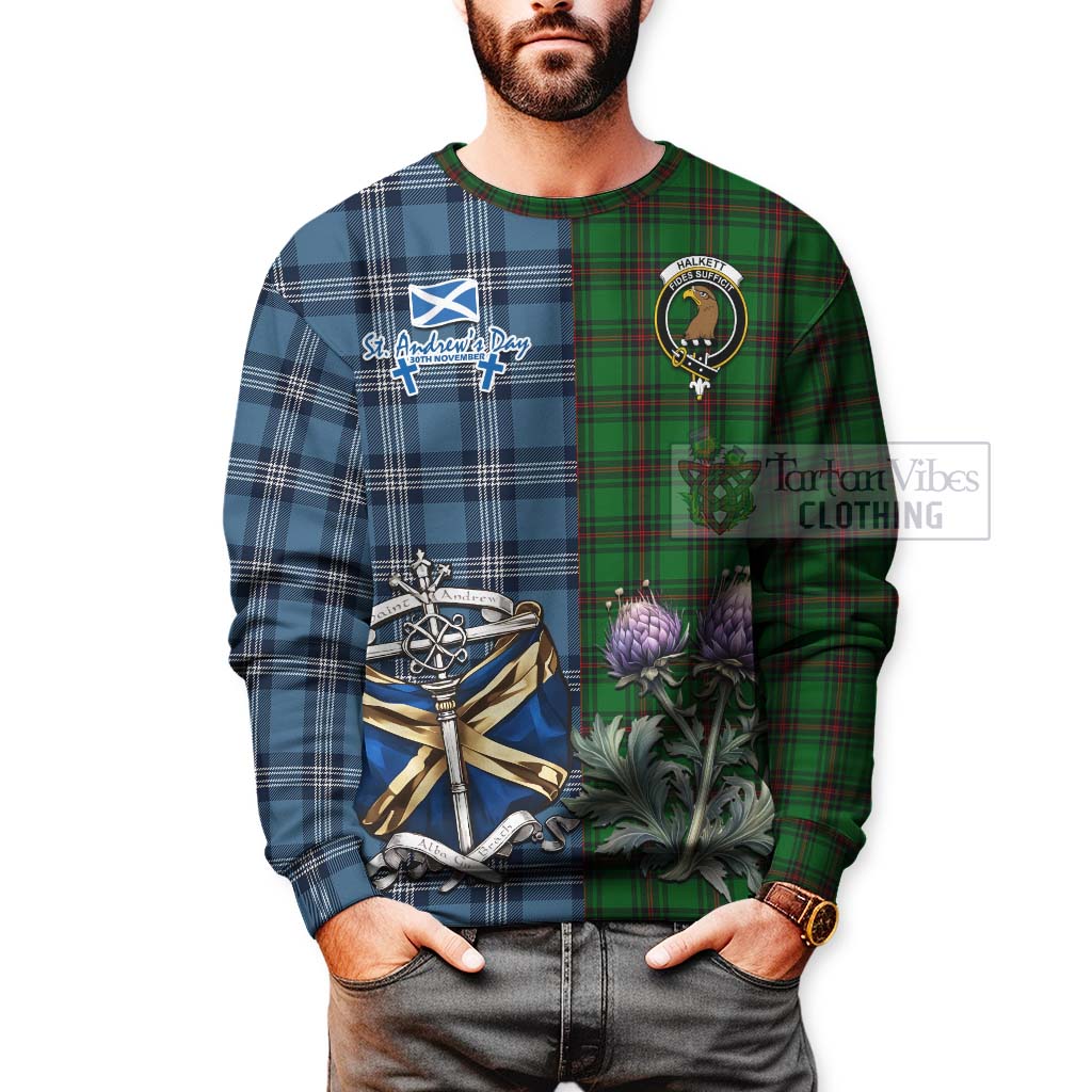 Tartan Vibes Clothing Halkett Tartan Sweatshirt Happy St. Andrew's Day Half Tartan Style