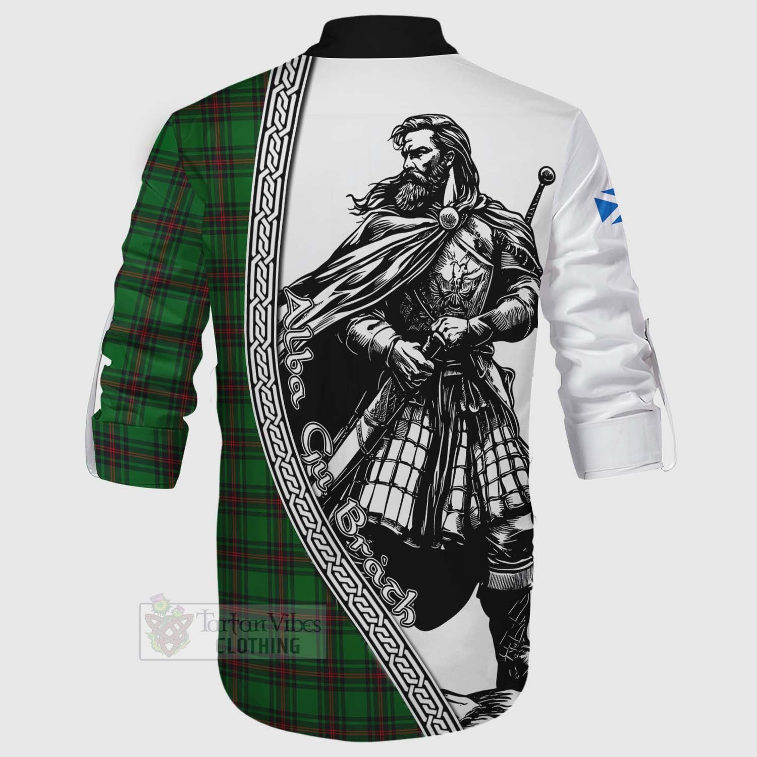 Tartan Vibes Clothing Halkett Tartan Clan Crest Ghillie Kilt Shirt with Highlander Warrior Celtic Style