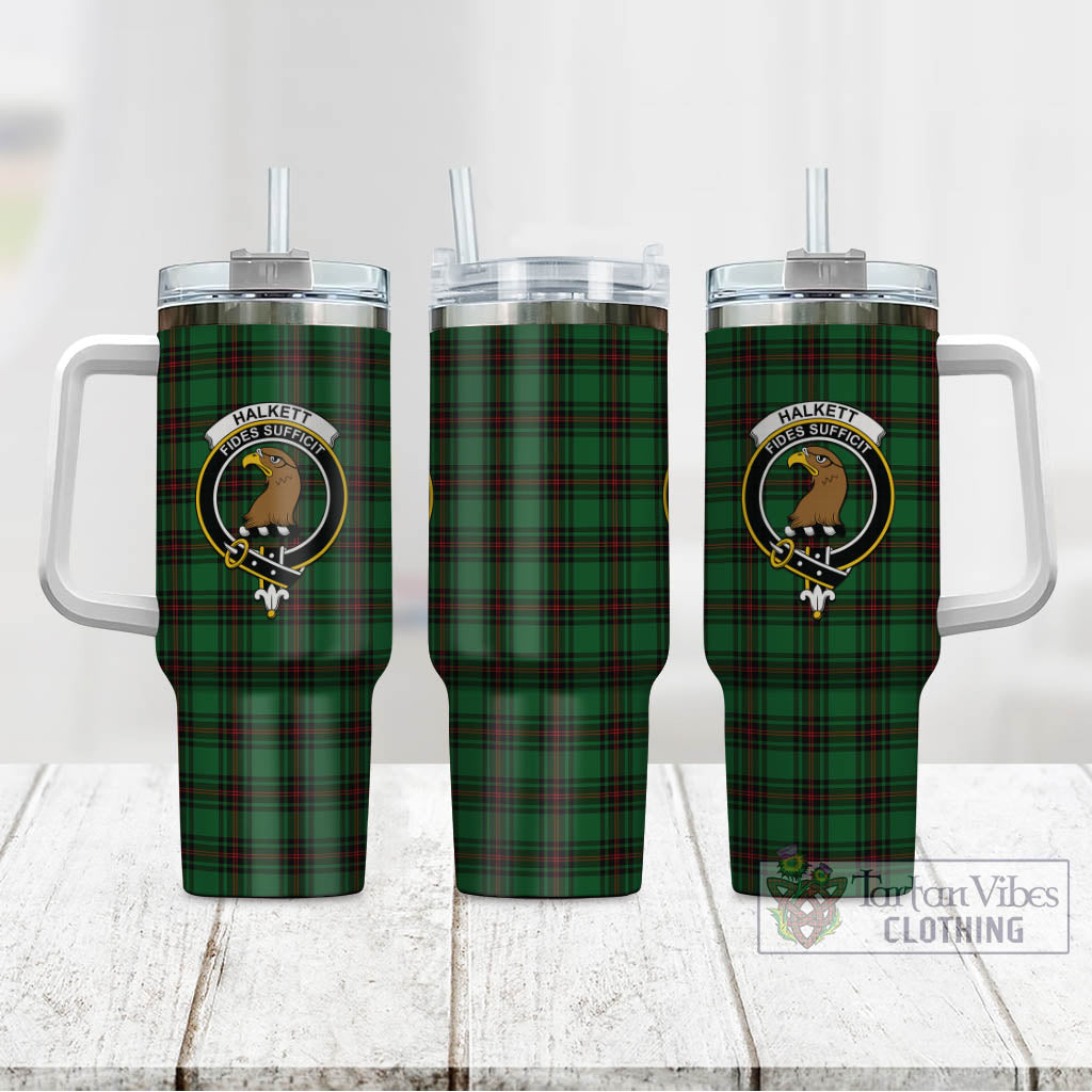 Tartan Vibes Clothing Halkett Tartan and Family Crest Tumbler with Handle