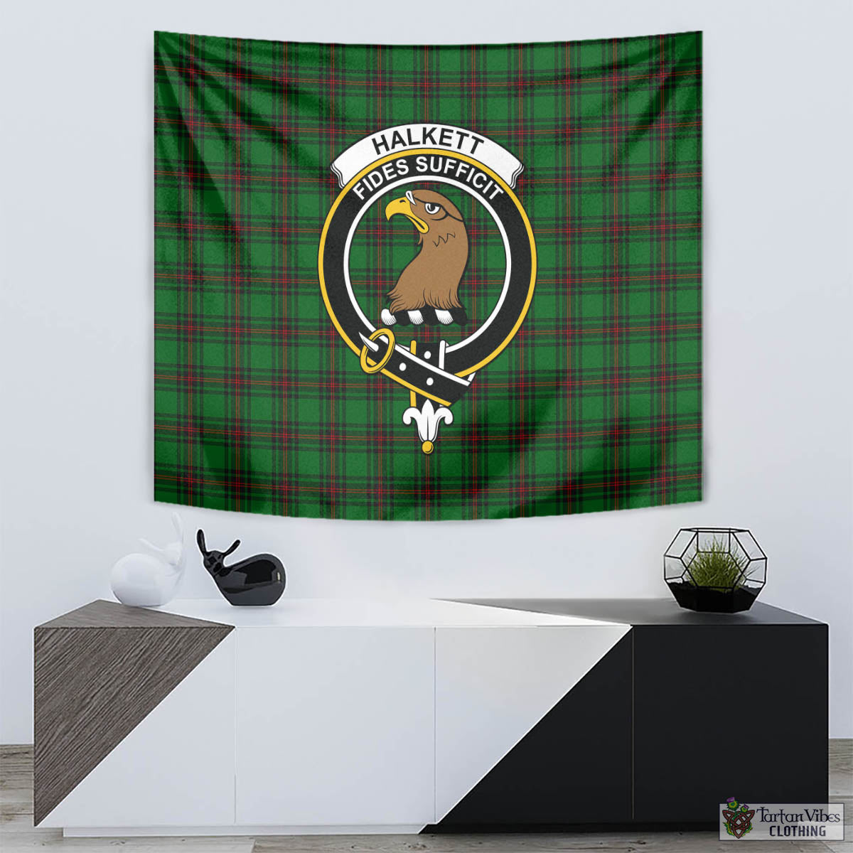 Tartan Vibes Clothing Halkett Tartan Tapestry Wall Hanging and Home Decor for Room with Family Crest