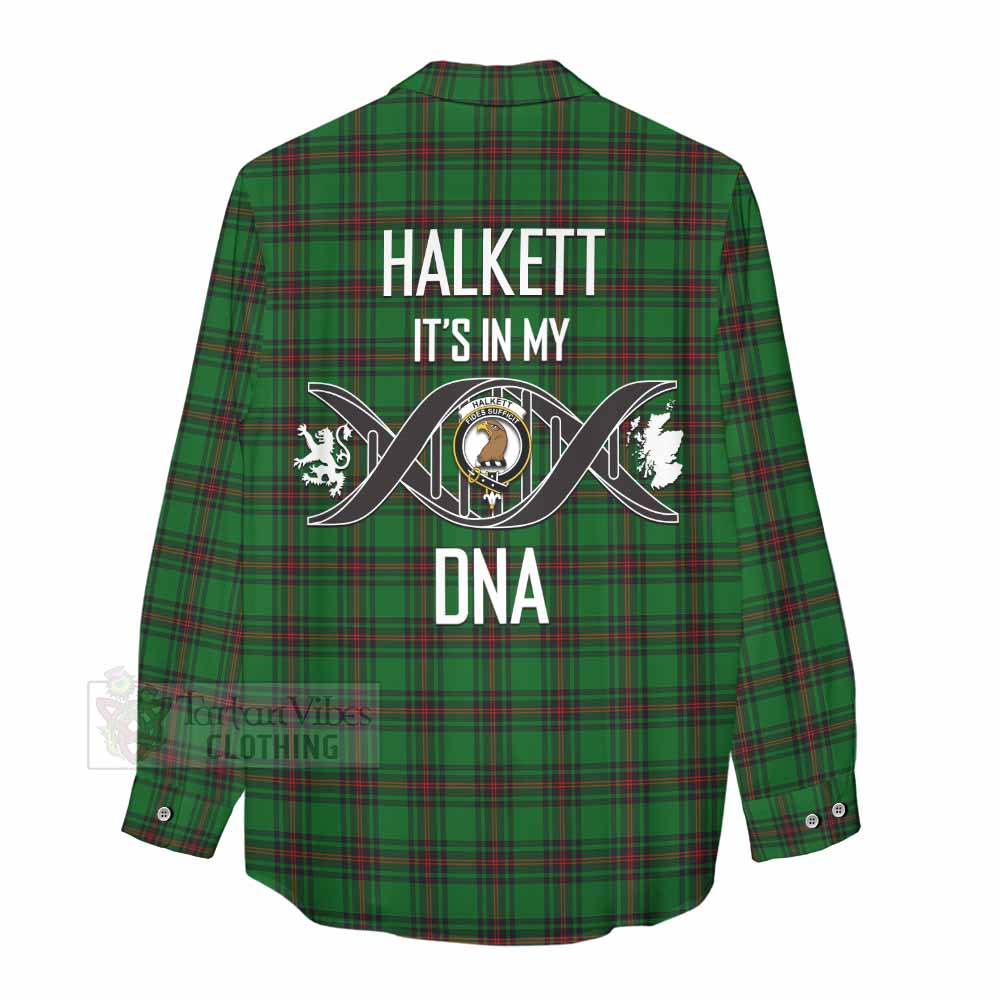 Tartan Vibes Clothing Halkett Tartan Women's Casual Shirt with Family Crest DNA In Me Style