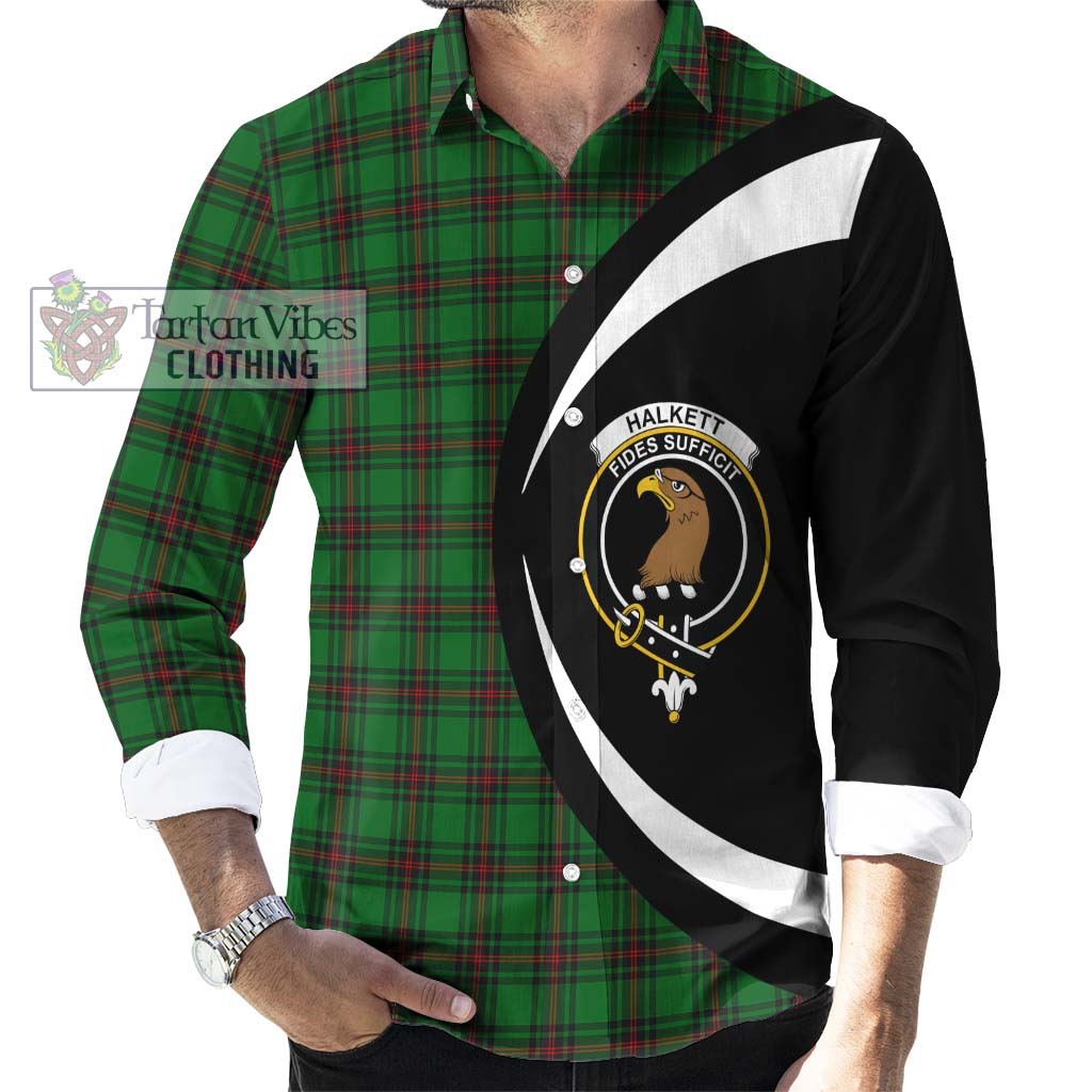 Tartan Vibes Clothing Halkett Tartan Long Sleeve Button Up with Family Crest Circle Style