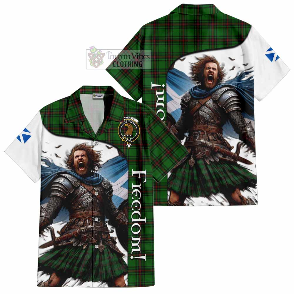 Tartan Vibes Clothing Halkett Crest Tartan Short Sleeve Button Shirt Inspired by the Freedom of Scottish Warrior