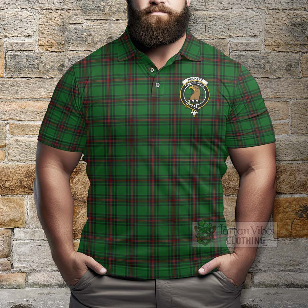 Tartan Vibes Clothing Halkett Tartan Polo Shirt with Family Crest Celtic Skull Style