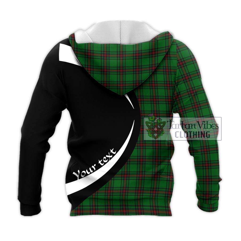 Halkett Tartan Knitted Hoodie with Family Crest Circle Style - Tartan Vibes Clothing