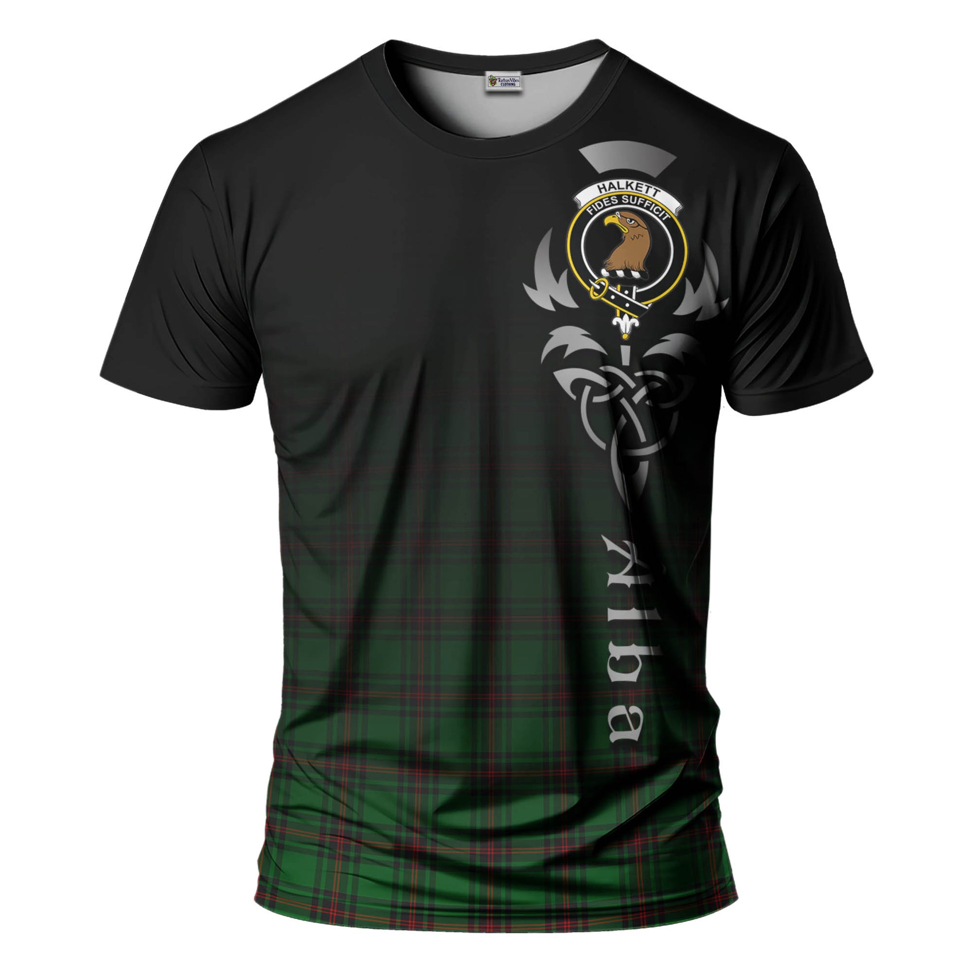 Tartan Vibes Clothing Halkett Tartan T-Shirt Featuring Alba Gu Brath Family Crest Celtic Inspired