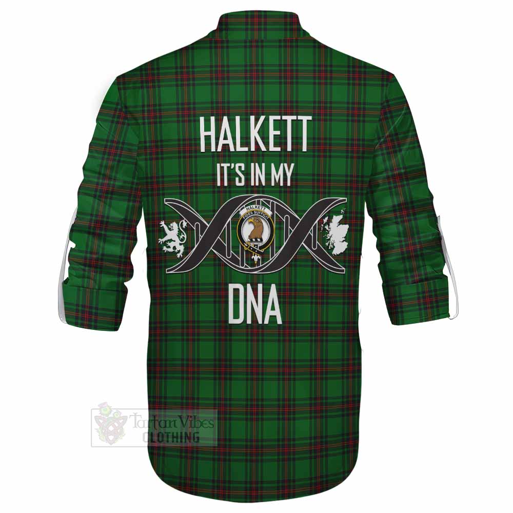 Tartan Vibes Clothing Halkett Tartan Ghillie Kilt Shirt with Family Crest DNA In Me Style