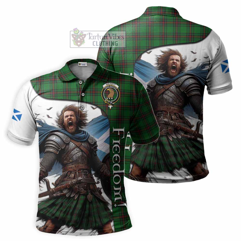 Tartan Vibes Clothing Halkett Crest Tartan Polo Shirt Inspired by the Freedom of Scottish Warrior