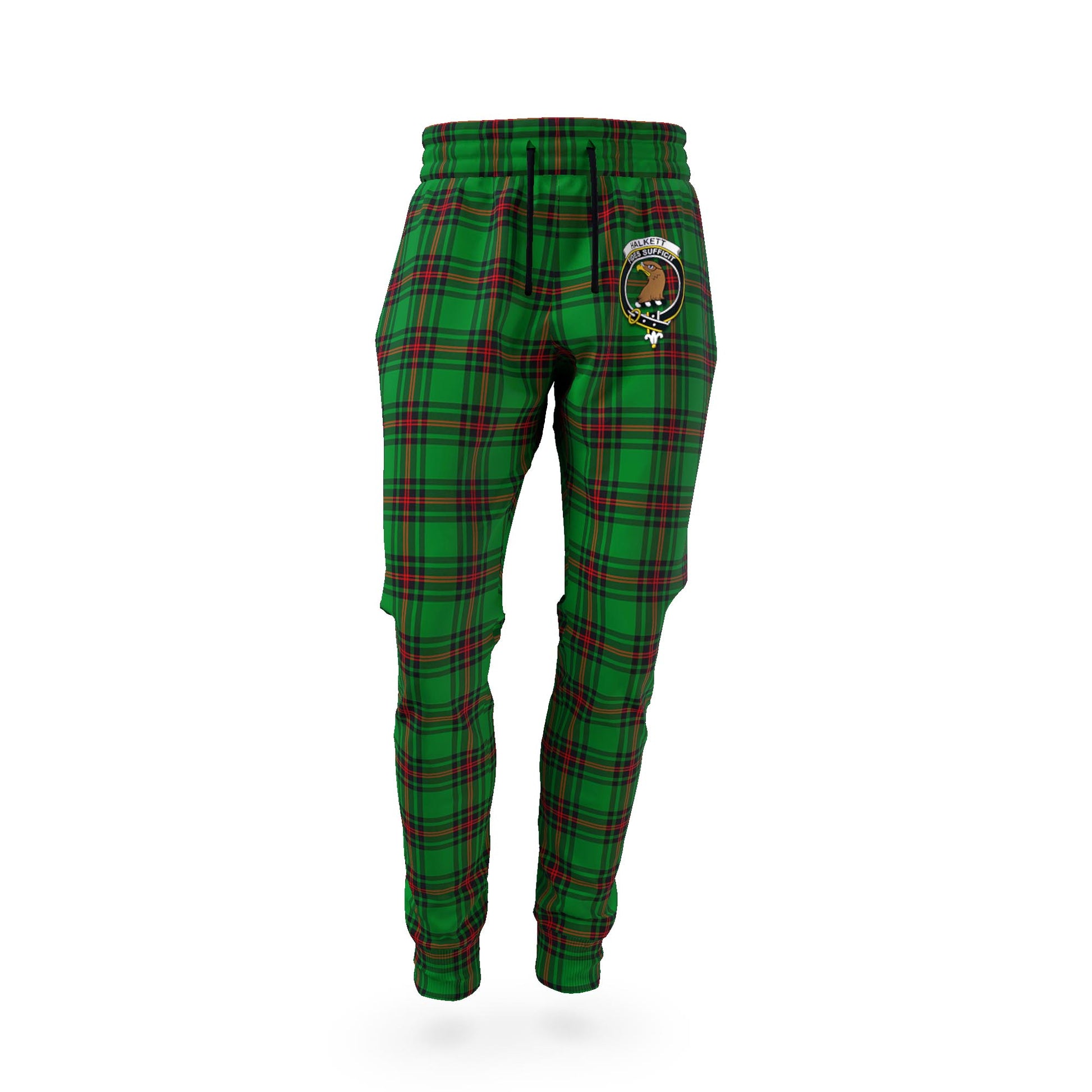 Halkett Tartan Joggers Pants with Family Crest - Tartanvibesclothing