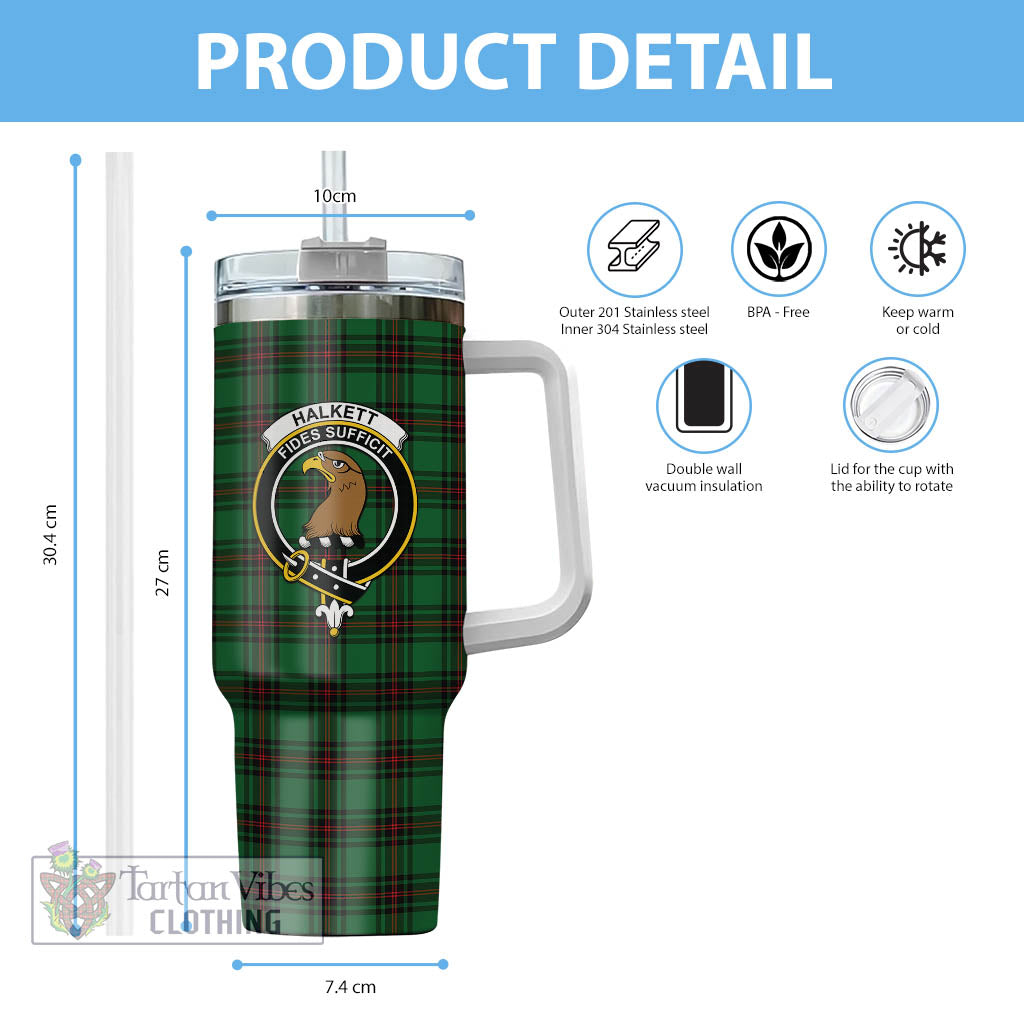 Tartan Vibes Clothing Halkett Tartan and Family Crest Tumbler with Handle