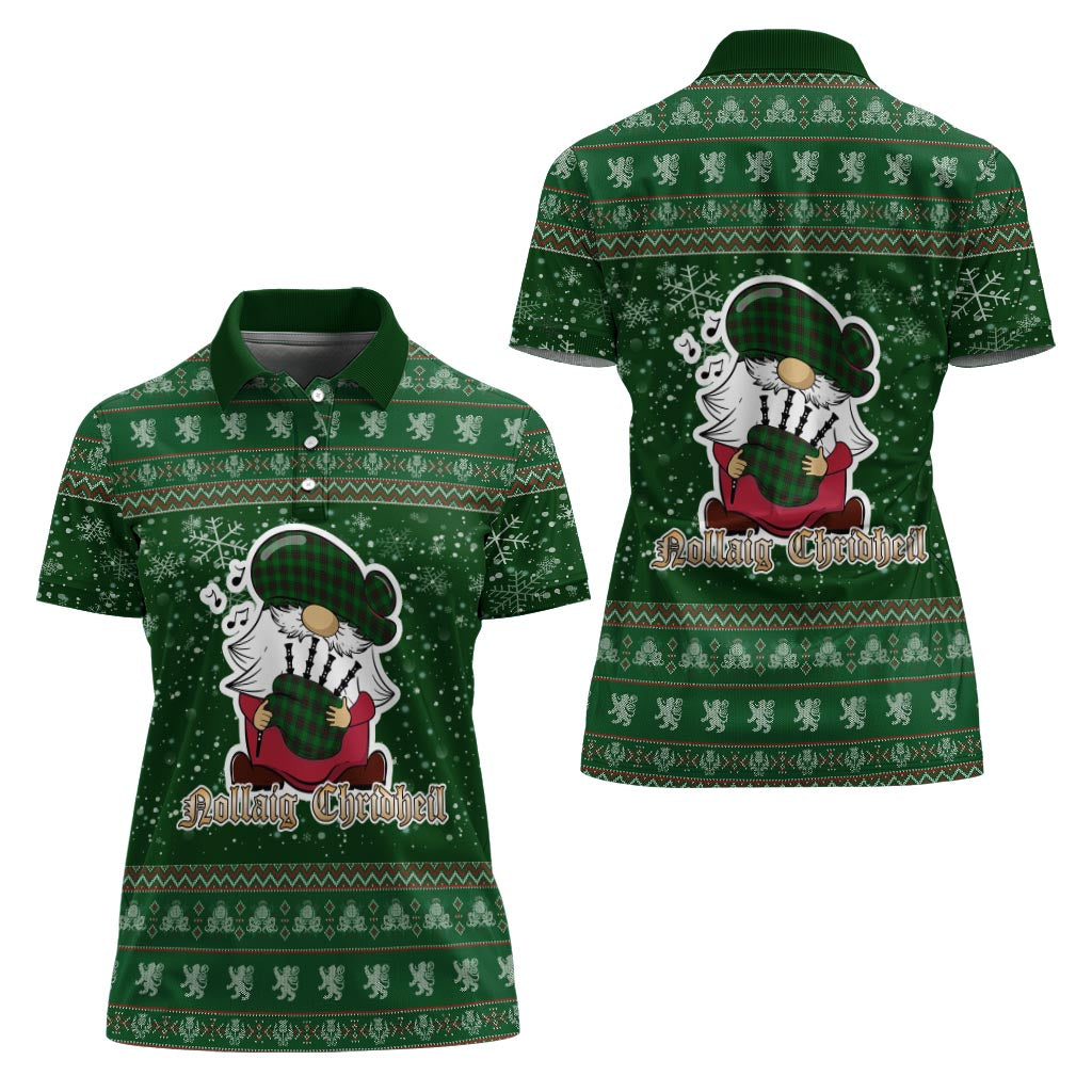 Halkett Clan Christmas Family Polo Shirt with Funny Gnome Playing Bagpipes - Tartanvibesclothing