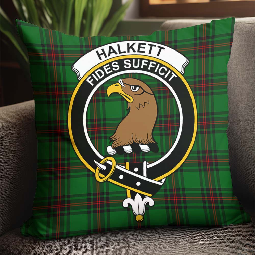 Halkett Tartan Pillow Cover with Family Crest - Tartanvibesclothing