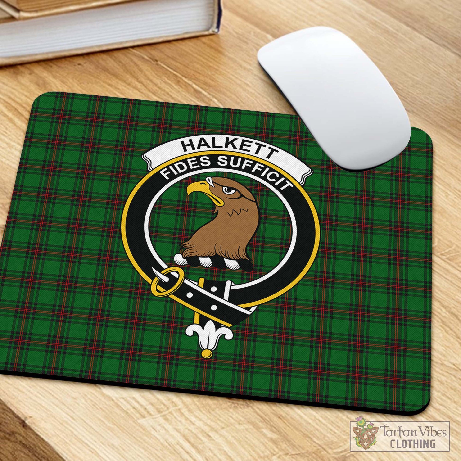 Tartan Vibes Clothing Halkett Tartan Mouse Pad with Family Crest