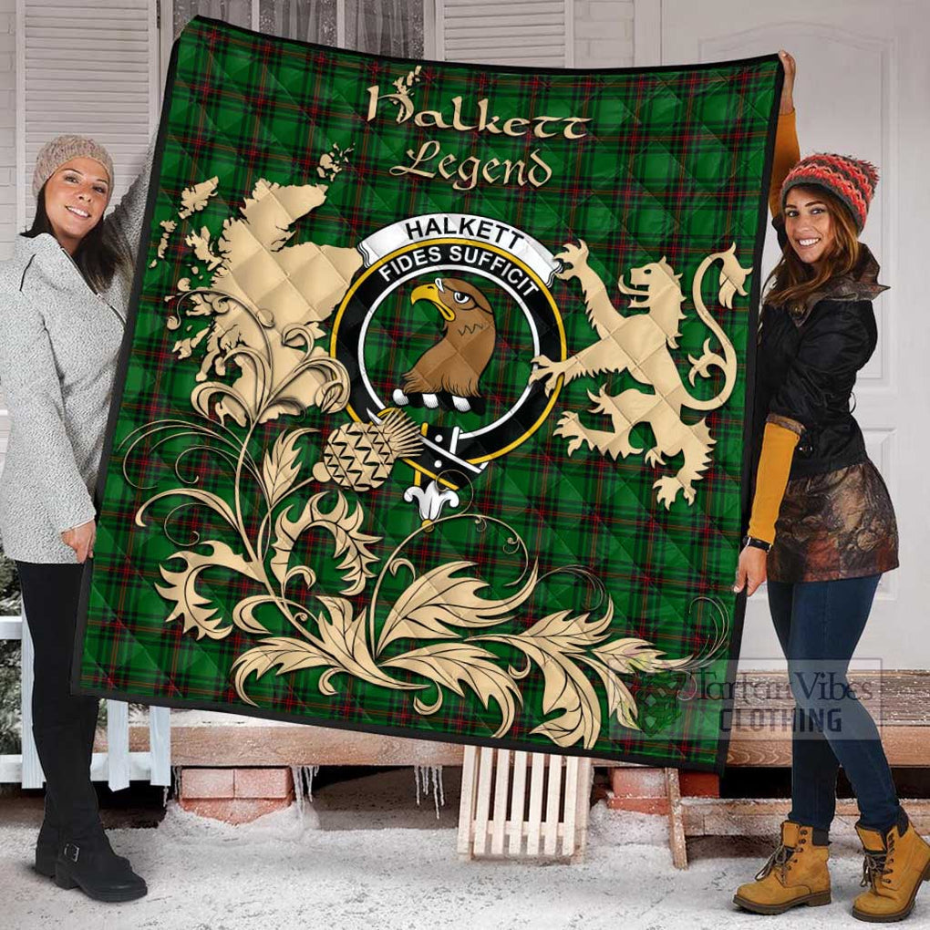 Tartan Vibes Clothing Halkett Tartan Quilt with Family Crest and Scottish Symbol Style