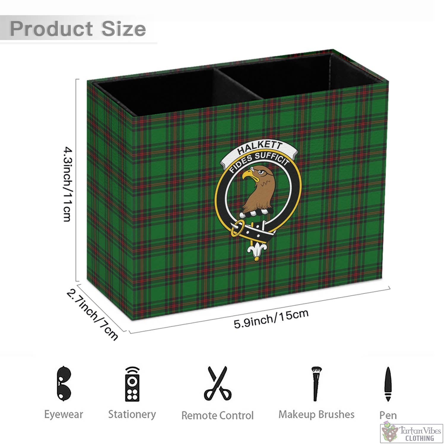 Tartan Vibes Clothing Halkett Tartan Pen Holder with Family Crest