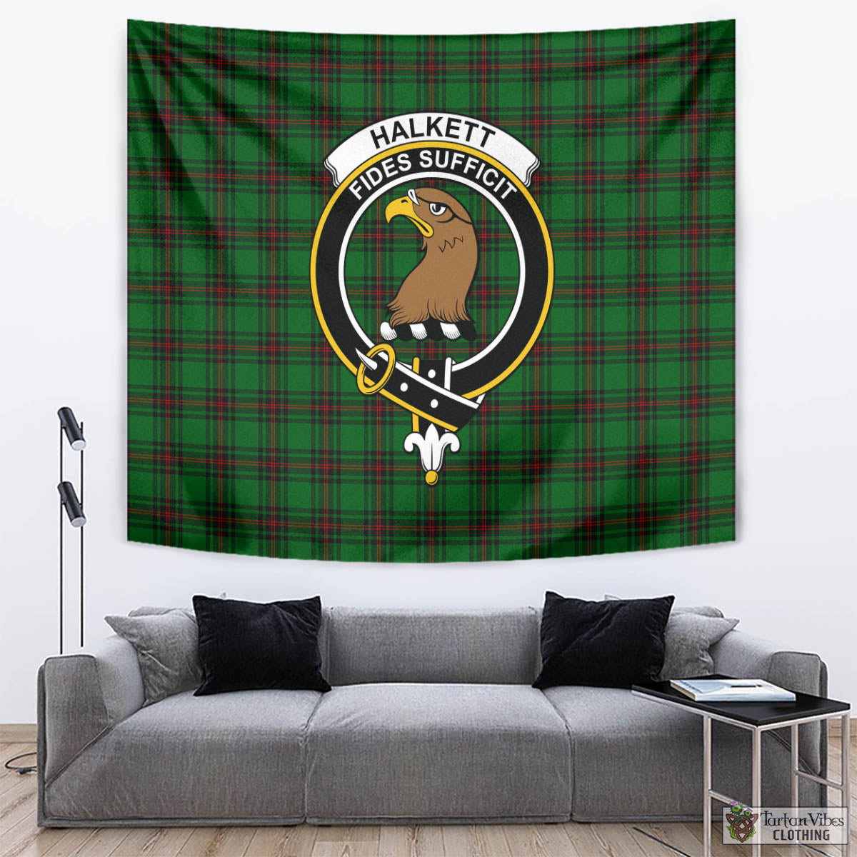 Tartan Vibes Clothing Halkett Tartan Tapestry Wall Hanging and Home Decor for Room with Family Crest