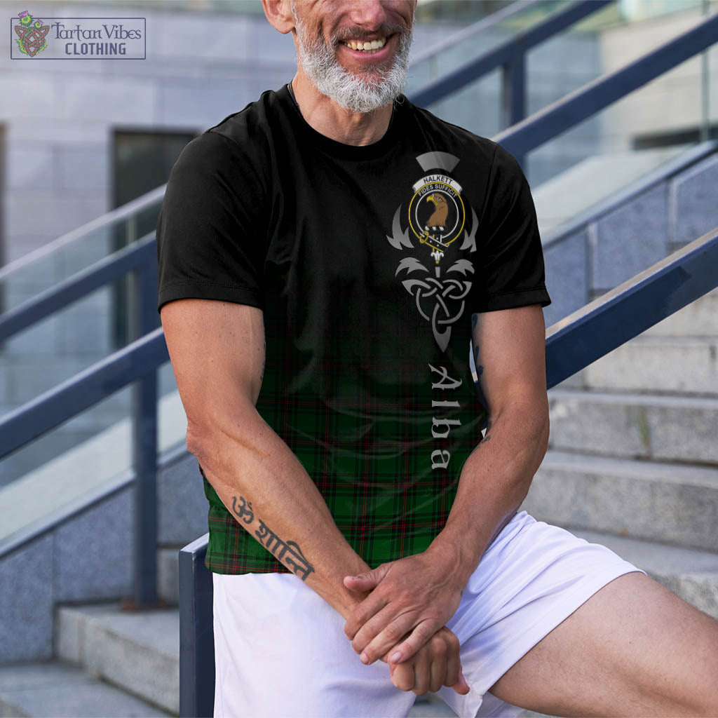 Tartan Vibes Clothing Halkett Tartan T-Shirt Featuring Alba Gu Brath Family Crest Celtic Inspired