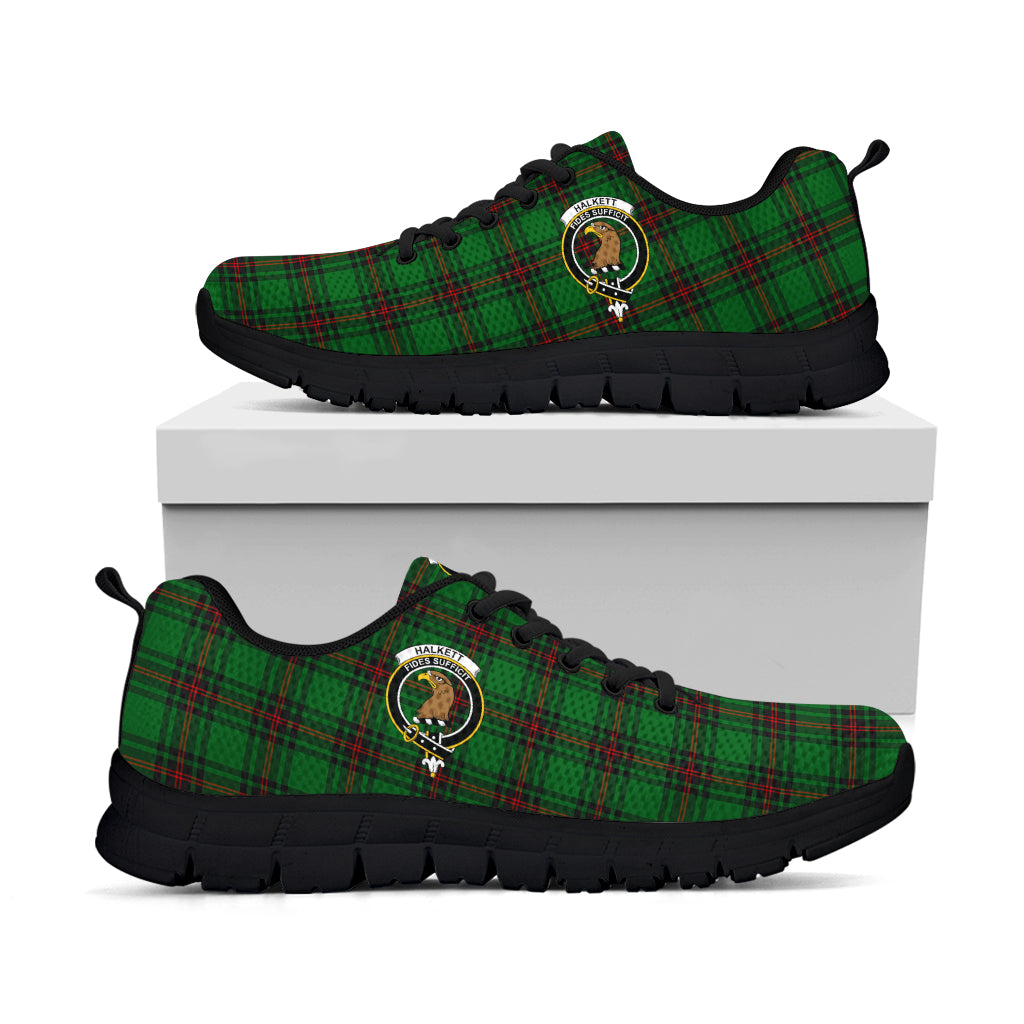 Halkett Tartan Sneakers with Family Crest - Tartan Vibes Clothing