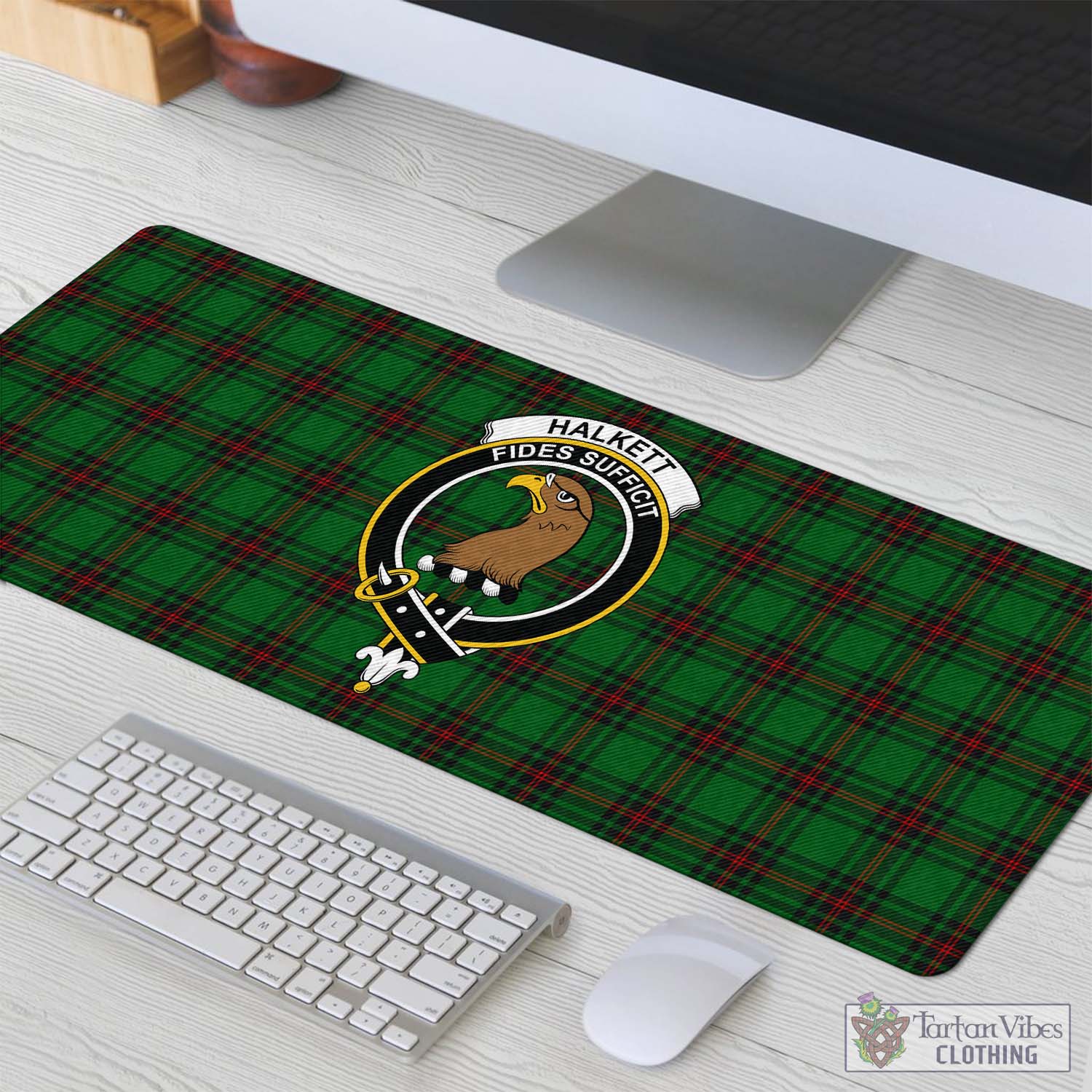 Tartan Vibes Clothing Halkett Tartan Mouse Pad with Family Crest