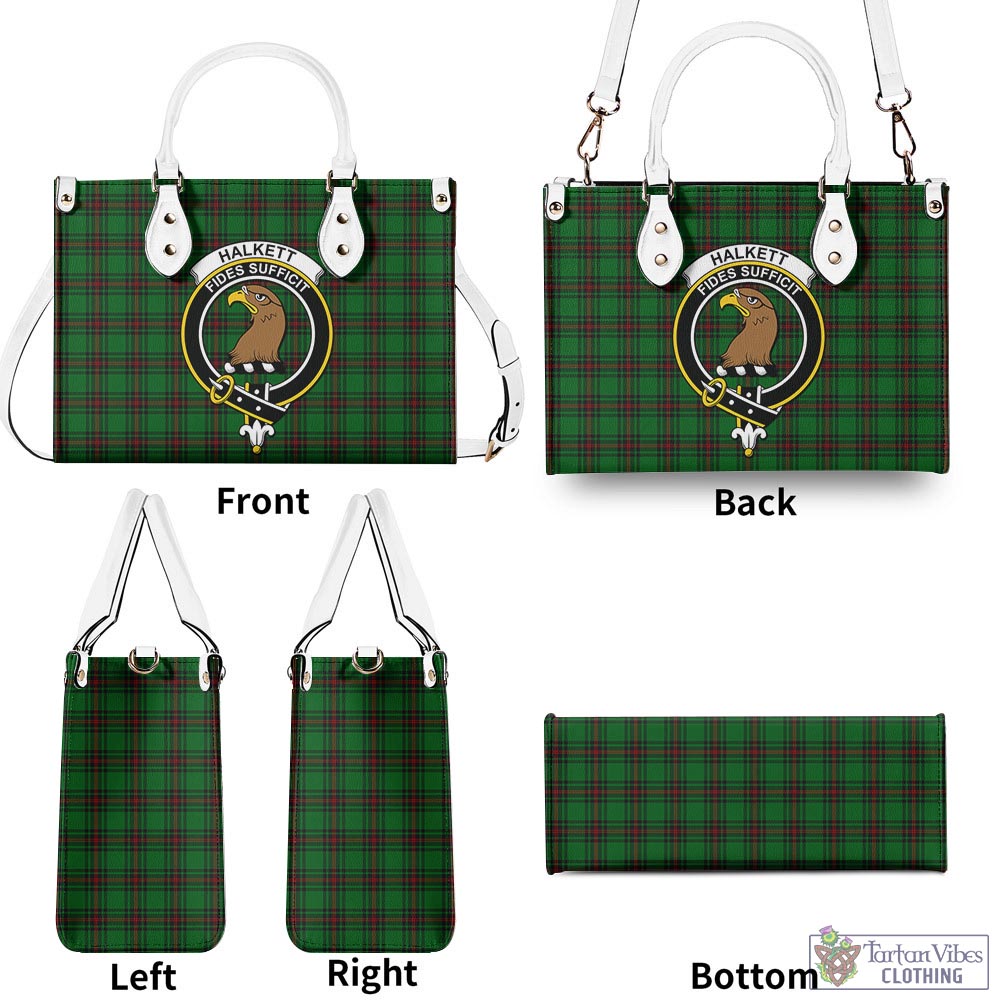 Tartan Vibes Clothing Halkett Tartan Luxury Leather Handbags with Family Crest