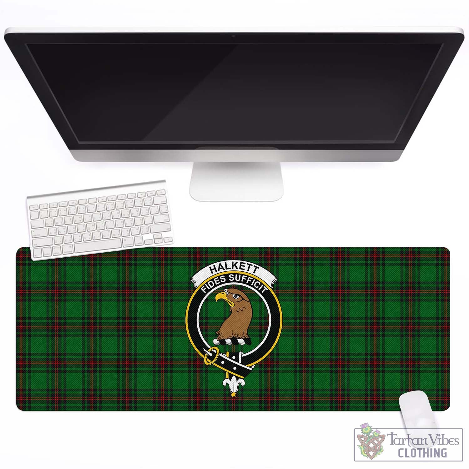 Tartan Vibes Clothing Halkett Tartan Mouse Pad with Family Crest