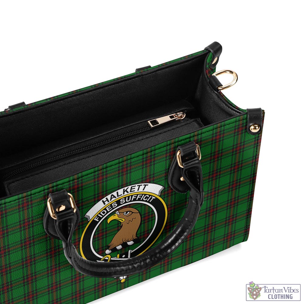 Tartan Vibes Clothing Halkett Tartan Luxury Leather Handbags with Family Crest