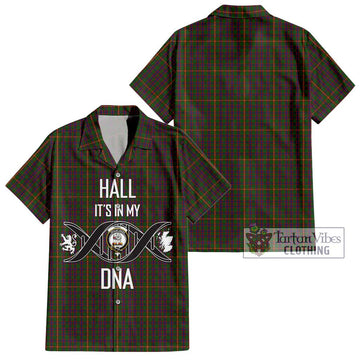 Hall Tartan Short Sleeve Button Shirt with Family Crest DNA In Me Style