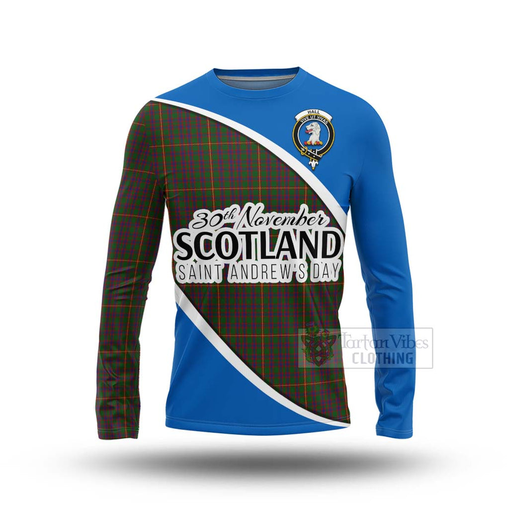 Tartan Vibes Clothing Hall Family Crest Tartan Long Sleeve T-Shirt Celebrate Saint Andrew's Day in Style