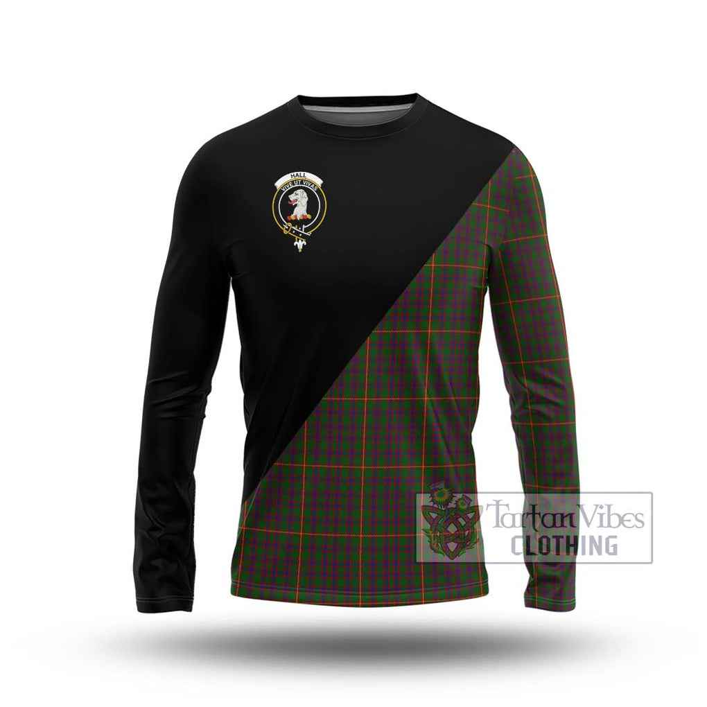 Hall Tartan Long Sleeve T-Shirt with Family Crest and Military Logo Style Unisex - Tartanvibesclothing Shop