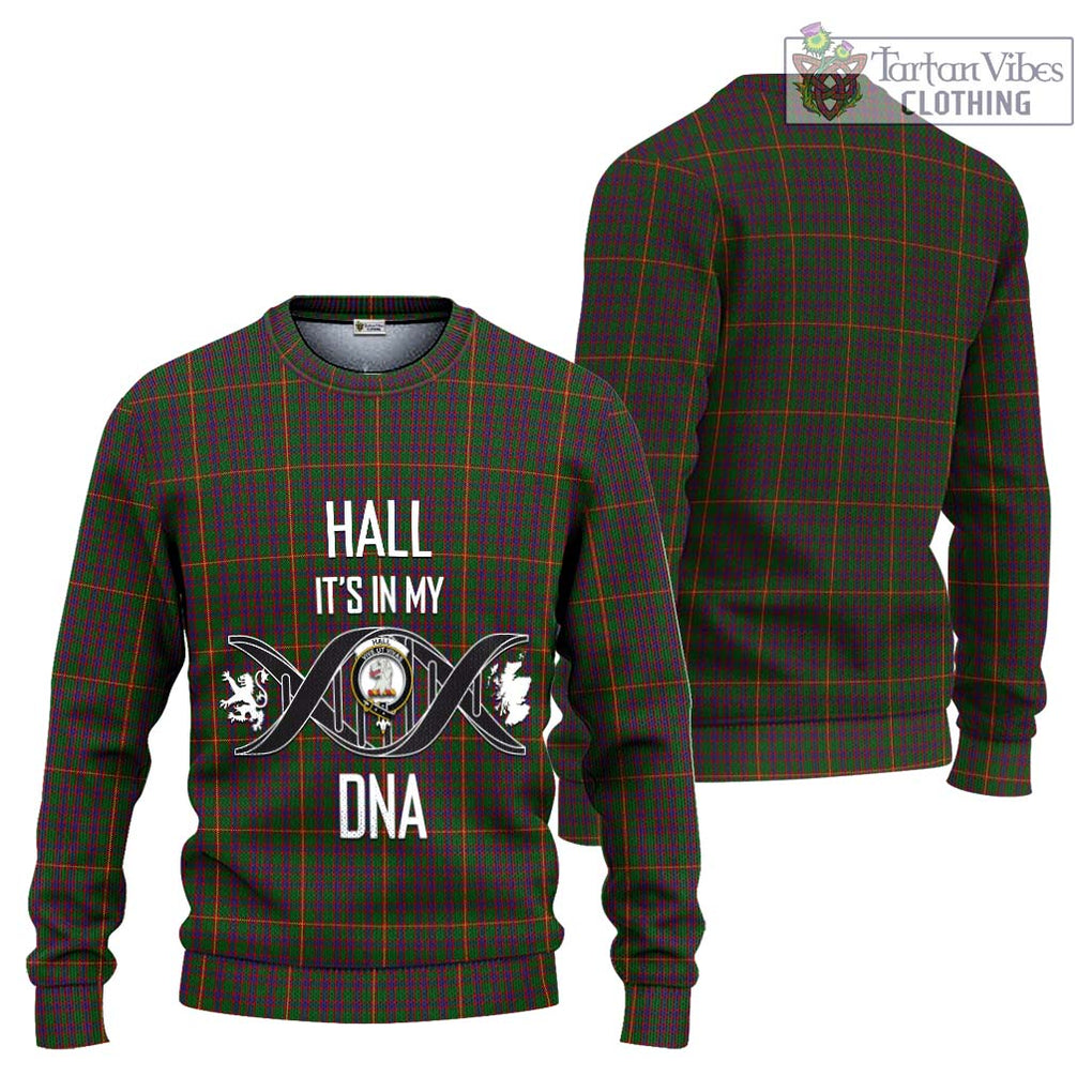 Hall Tartan Knitted Sweater with Family Crest DNA In Me Style Unisex - Tartanvibesclothing Shop