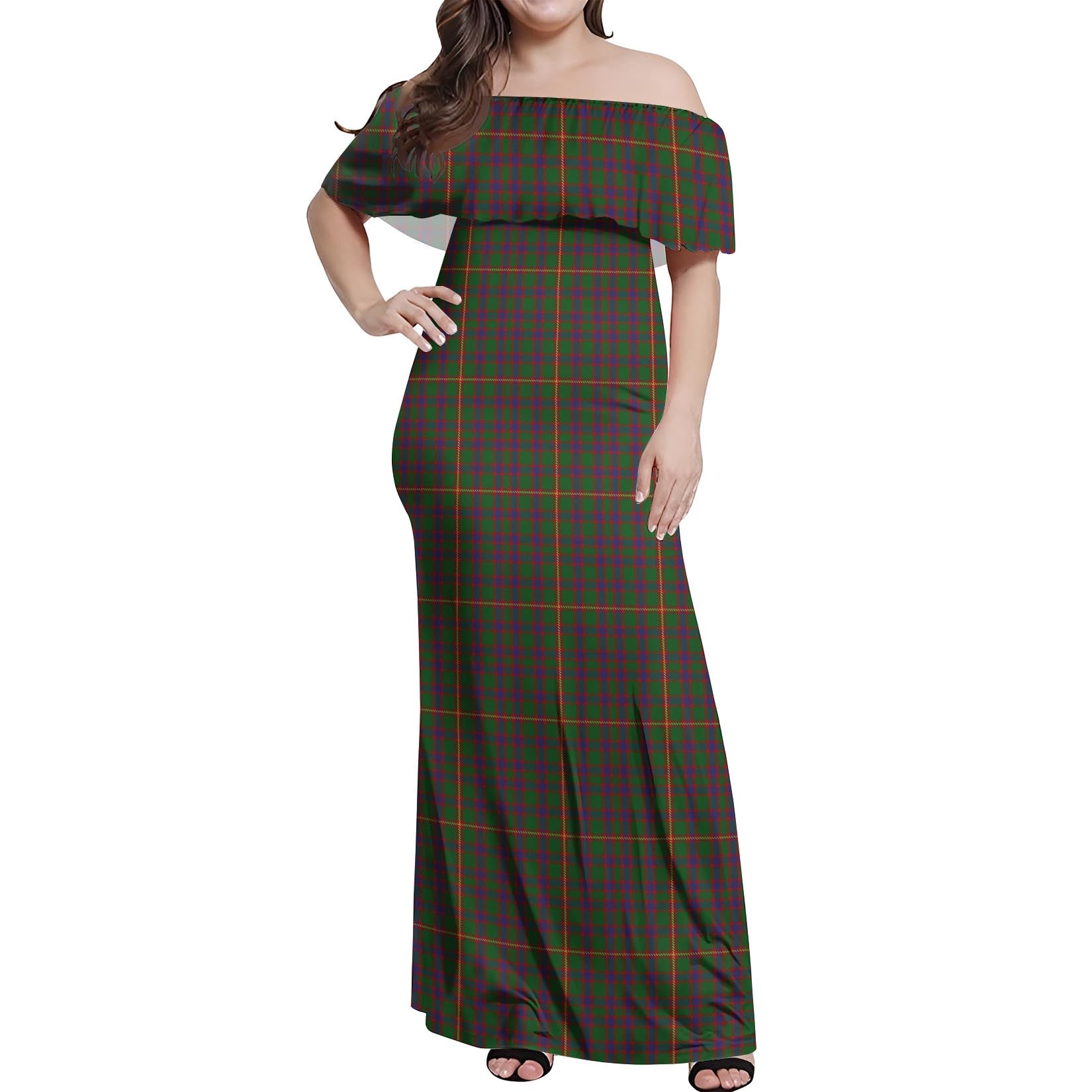 Hall Tartan Off Shoulder Long Dress Women's Dress - Tartanvibesclothing