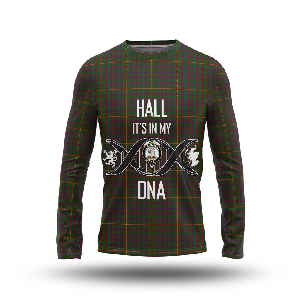 Hall Tartan Long Sleeve T-Shirt with Family Crest DNA In Me Style Unisex - Tartanvibesclothing Shop