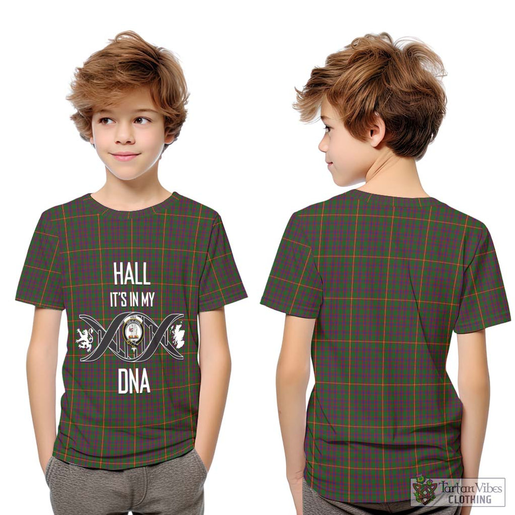 Hall Tartan Kid T-Shirt with Family Crest DNA In Me Style Youth XL Size14 - Tartanvibesclothing Shop