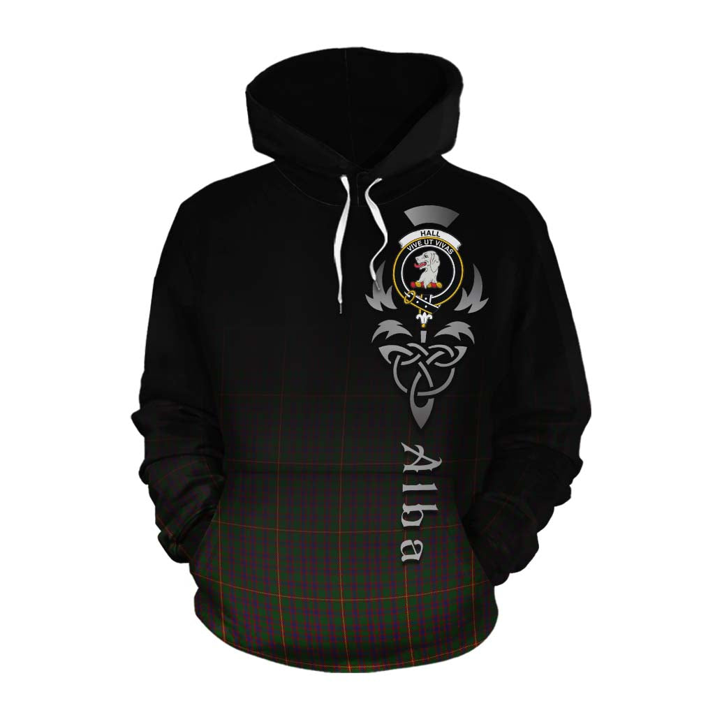 Tartan Vibes Clothing Hall Tartan Cotton Hoodie Featuring Alba Gu Brath Family Crest Celtic Inspired