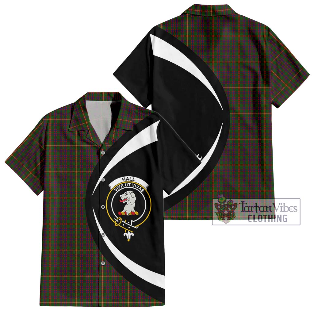 Hall Tartan Short Sleeve Button Up with Family Crest Circle Style Kid - Tartan Vibes Clothing