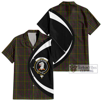 Hall Tartan Short Sleeve Button Up with Family Crest Circle Style