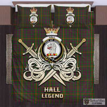 Hall Tartan Bedding Set with Clan Crest and the Golden Sword of Courageous Legacy