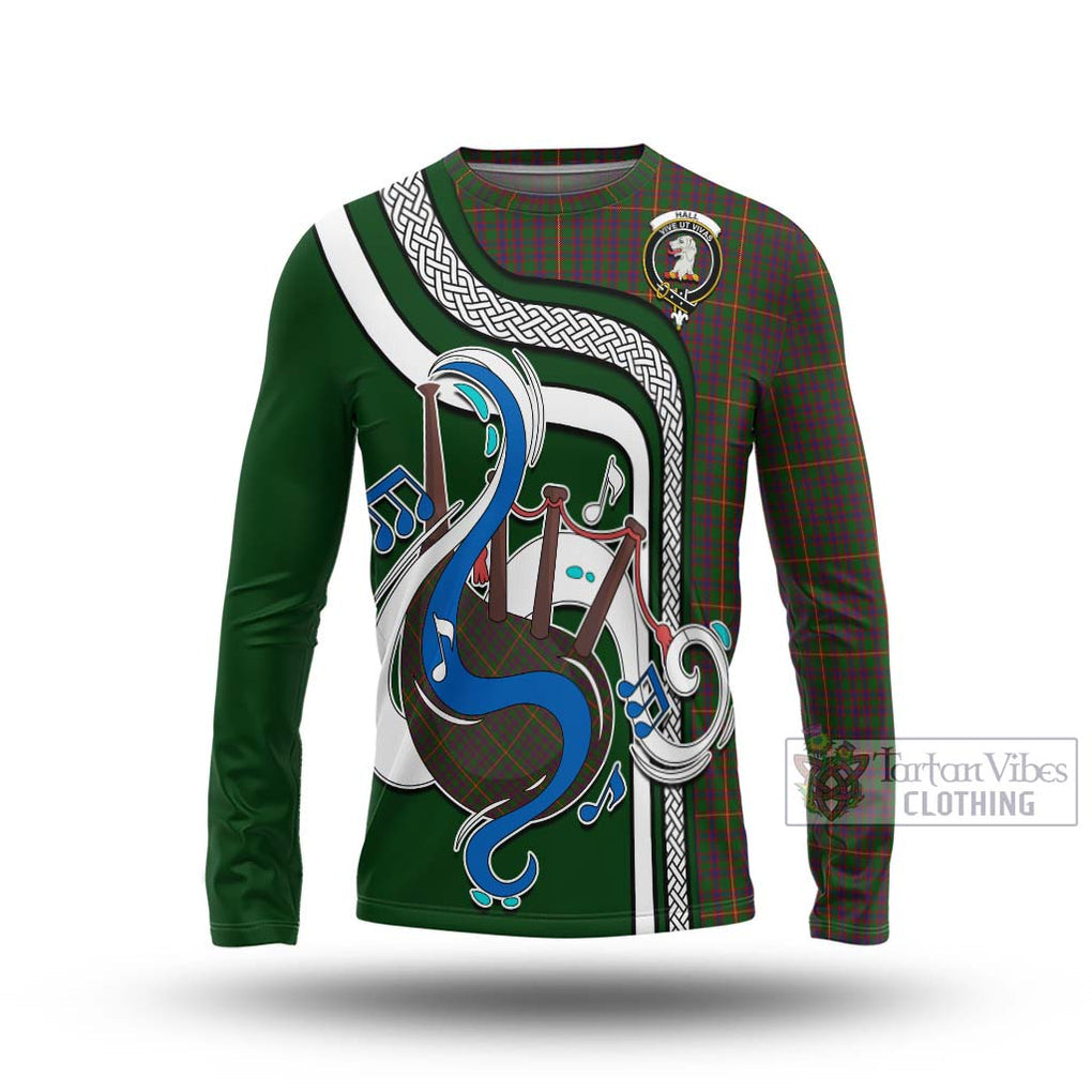 Tartan Vibes Clothing Hall Tartan Long Sleeve T-Shirt with Epic Bagpipe Style