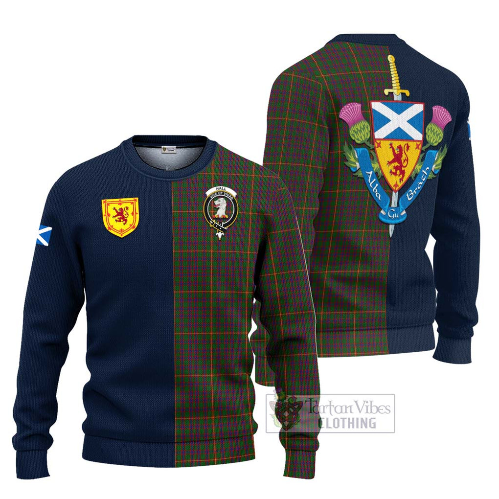 Tartan Vibes Clothing Hall Tartan Knitted Sweater with Scottish Lion Royal Arm Half Style