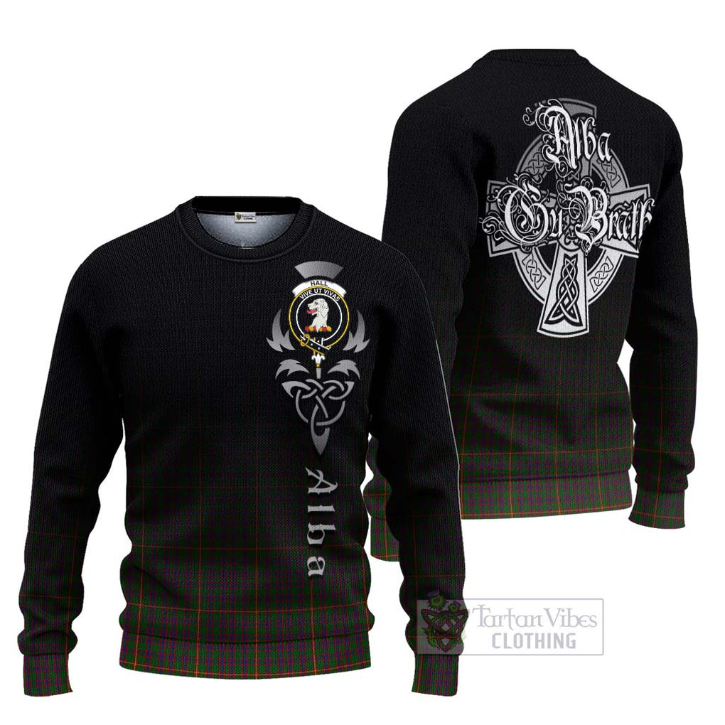 Tartan Vibes Clothing Hall Tartan Knitted Sweater Featuring Alba Gu Brath Family Crest Celtic Inspired