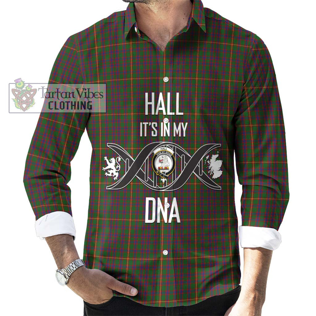 Hall Tartan Long Sleeve Button Shirt with Family Crest DNA In Me Style Men's Shirt S - Tartanvibesclothing Shop