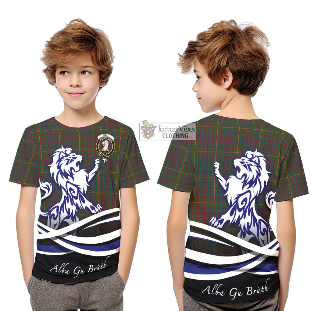 Hall Tartan Kid T-Shirt with Alba Gu Brath Regal Lion Emblem Youth XL Size14 - Tartanvibesclothing Shop